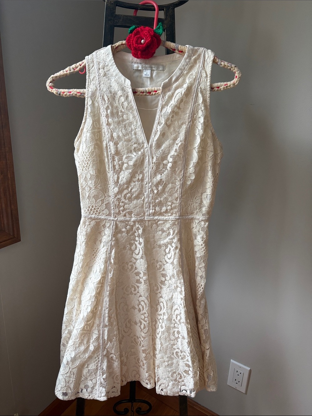 LC Lauren Conrad Cream Lace Sleeveless Mini Dress